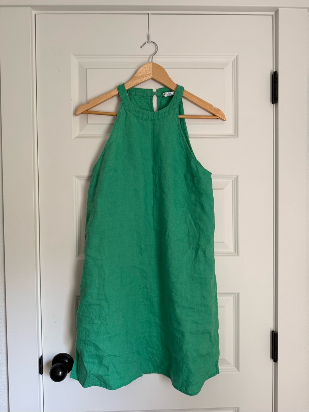 Sigrid Olsen 100% Linen Green Sleeveless Mini Dress